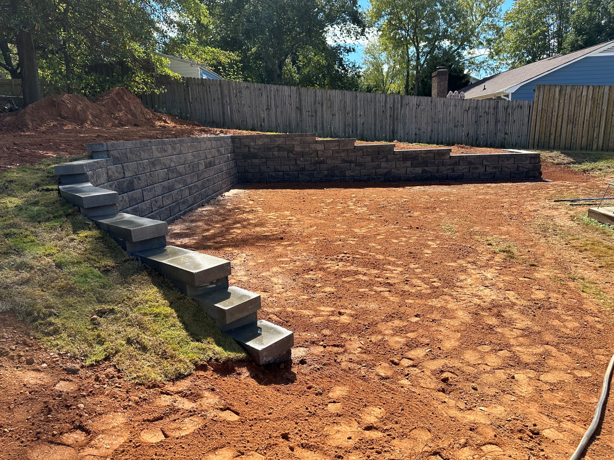 Land Grading and Retaining Wall Installation in Greer, SC Image
